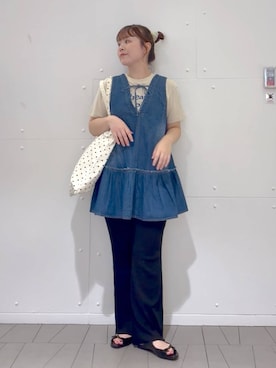 「ウエストゴム」｜「アイテム（ワンピース/ドレス）」を使った、aikaさん（レディース・160cm）の夏コーディネート