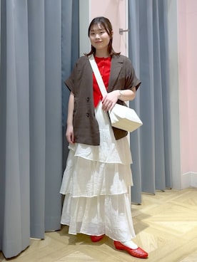 「LOWRYS FARM（ローリーズファーム）のアイテム（ジャケット/アウター）」を使った、aikaさん（レディース・160cm）の春コーディネート