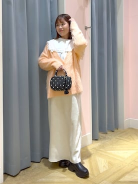 「LOWRYS FARM（ローリーズファーム）のシャギーロングＶカーディガン　595935（カーディガン/ボレロ）」を使った、aikaさん（レディース・160cm）の秋コーディネート