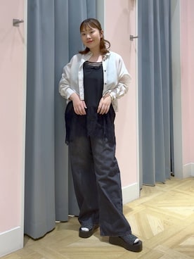 「LOWRYS FARM（ローリーズファーム）のシアーシャツＬＳ  605853（シャツ/ブラウス、ホワイト系）」を使った、aikaさん（レディース・160cm）の夏コーディネート