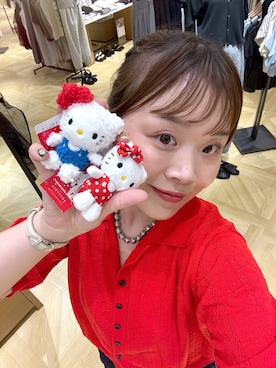 「アイテム（カーディガン/ボレロ、レッド系）」を使った、aikaさん（レディース・160cm）の夏コーディネート
