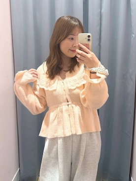 「LOWRYS FARM（ローリーズファーム）のカットイージーコクーンパンツ　292362（スウェットパンツ、グレー系）」を使った、aikaさん（レディース・160cm）の秋コーディネート