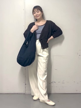 「アイテム（カーディガン/ボレロ、ブラウン系）」を使った、aikaさん（レディース・160cm）の春コーディネート