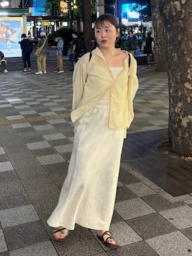 「LOWRYS FARM（ローリーズファーム）のストレッチサテンスカート　 290120（スカート、ホワイト系）」を使った、aikaさん（レディース・160cm）の夏コーディネート