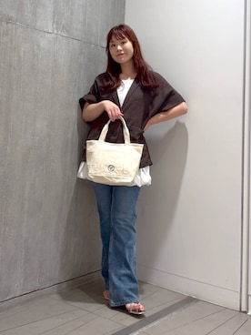 「LOWRYS FARM（ローリーズファーム）のアイテム（ジャケット/アウター）」を使った、aikaさん（レディース・160cm）の夏コーディネート