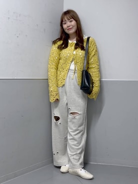 「新作」｜「アイテム（スウェットパンツ）」を使った、aikaさん（レディース・160cm）の春コーディネート