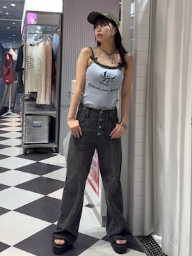 「jouetie（ジュエティ）のアイテム（デニムパンツ）」を使った、MIUさん（レディース・162cm）の夏コーディネート