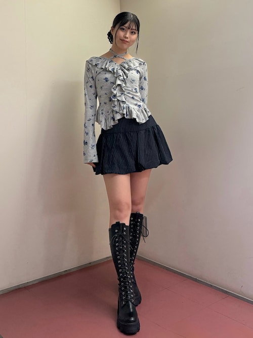 セール】ラッフルフリルトップス 花柄（Tシャツ/カットソー）｜jouetie