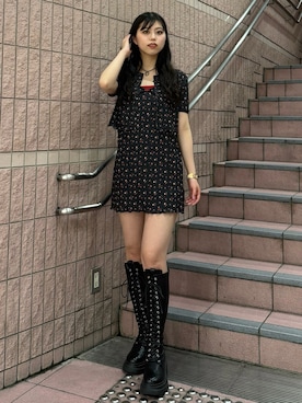 「アイテム（キャミソール、レッド系）」を使った、MIUさん（レディース・162cm）の夏コーディネート