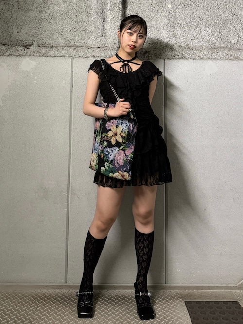 セール】フリルレースギャザーミニワンピース（ワンピース）｜jouetie