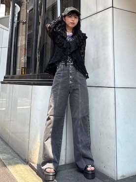 「jouetie（ジュエティ）のアイテム（デニムパンツ）」を使った、MIUさん（レディース・162cm）の夏コーディネート