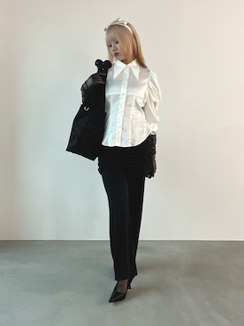 「アイテム（カチューシャ）」を使った、Carmeloさん（レディース・158cm）の秋コーディネート