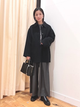 「アイテム（ステンカラーコート）」を使った、horiさん（レディース・167cm）の冬コーディネート