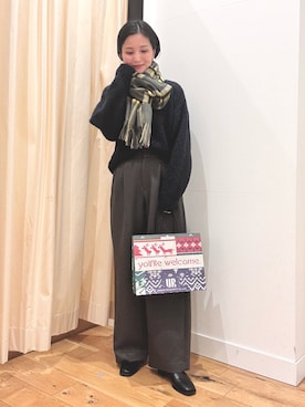 「TWEED MILL（ツイードミル）のアイテム」を使った、horiさん（レディース・167cm）の冬コーディネート