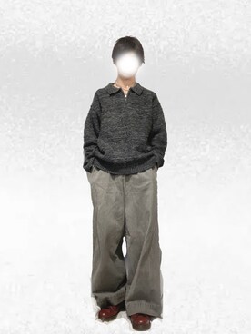 「ニットポロ」｜Tomoyaさん（メンズ・180cm）の冬コーディネート