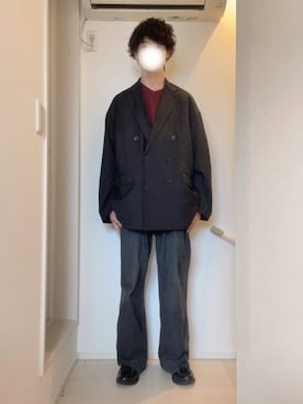 「Vネックニット」｜Tomoyaさん（メンズ・180cm）の春コーディネート