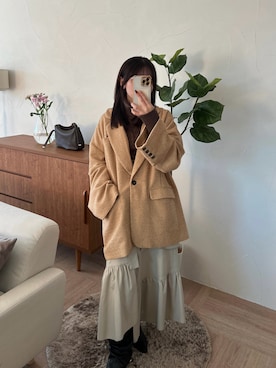 「mideal（マイディール）のアイテム（ジャケット/アウター）」を使った、kyokaさん（レディース・156cm）の冬コーディネート