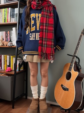 「アイテム（ニット/セーター）」を使った、側湾症ネキさん（レディース・155cm）の秋コーディネート