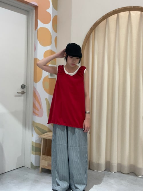ギャザードロストノースリーブブラウスTee