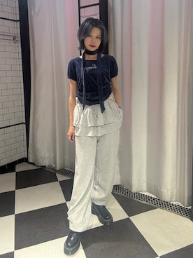 「アイテム（スウェットパンツ）」を使った、MIYUさん（レディース・163cm）の夏コーディネート