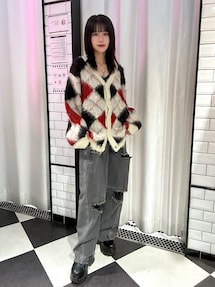 ジュエティ  jouetie ループフリンジカーデ パターンモヘアライクルーズカーデ｜ジュエティ（jouetie