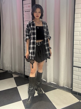 「アイテム（デニムスカート）」を使った、MIYUさん（レディース・163cm）の夏コーディネート