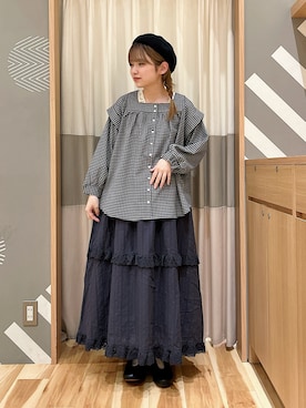 「いいね返し」｜「アイテム（ハンチング/ベレー帽）」を使った、𝗌𝖺𝗒𝗈𝗌𝗁𝗂さん（レディース・155cm）の夏コーディネート