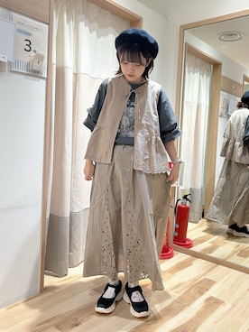 「アツいコーデ全部見せ」｜「アイテム（ハンチング/ベレー帽）」を使った、𝗌𝖺𝗒𝗈𝗌𝗁𝗂さん（レディース・155cm）の夏コーディネート