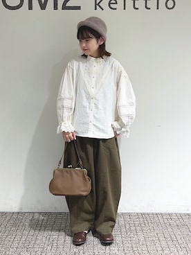 「Samansa Mos2（サマンサ モスモス）のエッグパンツ（その他パンツ）」を使った、𝗌𝖺𝗒𝗈𝗌𝗁𝗂さん（レディース・155cm）の秋コーディネート