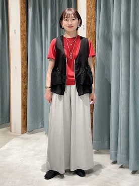 「LOWRYS FARM（ローリーズファーム）のステンレス２レンプチネックレス　496992（ネックレス、シルバー系）」を使った、ばーいな。さん（レディース・161cm）の春コーディネート