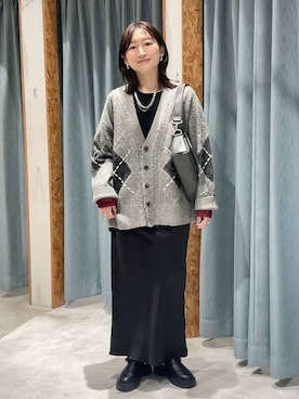 「LEPSIM（レプシィム）のストレッチサテンスカート　497324（スカート）」を使った、ばーいな。さん（レディース・161cm）の秋コーディネート