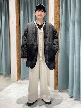 「アイテム（マタニティウェア/グッズ）」を使った、ばーいな。さん（レディース・161cm）の秋コーディネート