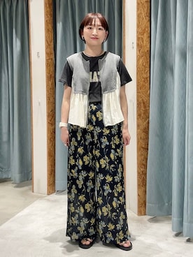 「LEPSIM（レプシィム）の楊柳柄イージーパンツ　290321（その他パンツ、ブルー系）」を使った、ばーいな。さん（レディース・161cm）の春コーディネート