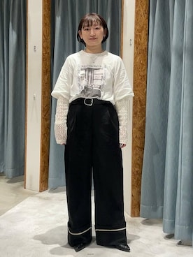 「LEPSIM（レプシィム）の【入卒式／セレモニー】Vカットパンプス　603738（パンプス、ブラック系）」を使った、ばーいな。さん（レディース・161cm）の春コーディネート