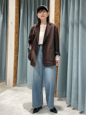 「アイテム（テーラードジャケット）」を使った、ばーいな。さん（レディース・161cm・40代）の秋コーディネート