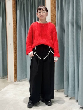 「アイテム（サスペンダー）」を使った、ばーいな。さん（レディース・161cm）の冬コーディネート