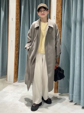 「アイテム（ステンカラーコート）」を使った、ばーいな。さん（レディース・161cm・40代）の秋コーディネート