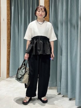 「LOWRYS FARM（ローリーズファーム）のステンレス２レンプチネックレス　496992（ネックレス、シルバー系）」を使った、ばーいな。さん（レディース・161cm）の春コーディネート