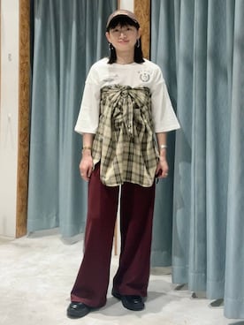 「アイテム（キャップ）」を使った、ばーいな。さん（レディース・161cm・40代）の夏コーディネート