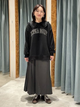 「アイテム（マタニティウェア/グッズ）」を使った、ばーいな。さん（レディース・161cm）の秋コーディネート