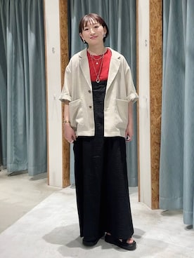 「LOWRYS FARM（ローリーズファーム）のステンレス２レンプチネックレス　496992（ネックレス、シルバー系）」を使った、ばーいな。さん（レディース・161cm）の春コーディネート