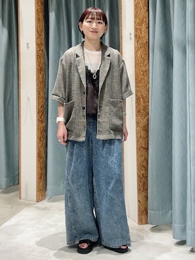 「LEPSIM（レプシィム）のイージーデニムパンツ　630150【KKfashion紹介アイテム】（デニムパンツ、ブルー系）」を使った、ばーいな。さん（レディース・161cm）の夏コーディネート