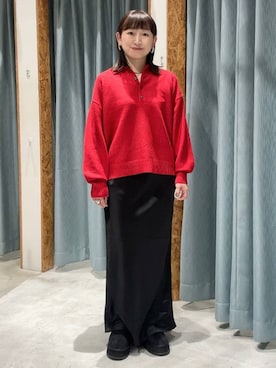 「LEPSIM（レプシィム）のストレッチサテンスカート　497324（スカート）」を使った、ばーいな。さん（レディース・161cm）の秋コーディネート