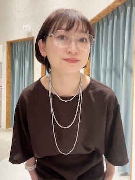 「LEPSIM（レプシィム）の3連ボールネックレス　287544（ネックレス、グレー系）」を使った、ばーいな。さん（レディース・161cm）の春コーディネート