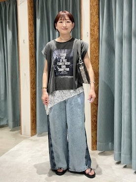 「LEPSIM（レプシィム）のイージーデニムパンツ　630150【KKfashion紹介アイテム】（デニムパンツ、ブルー系）」を使った、ばーいな。さん（レディース・161cm）の春コーディネート