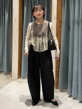 「LOWRYS FARM（ローリーズファーム）のステンレス２レンプチネックレス　496992（ネックレス、シルバー系）」を使った、ばーいな。さん（レディース・161cm）の春コーディネート