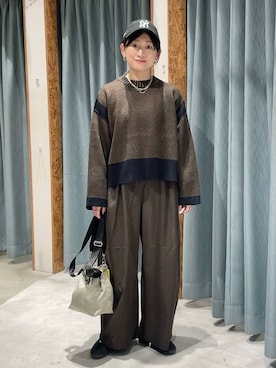 「LEPSIM（レプシィム）のイージーコクーンワイドパンツ　499926（その他パンツ）」を使った、ばーいな。さん（レディース・161cm）の秋コーディネート