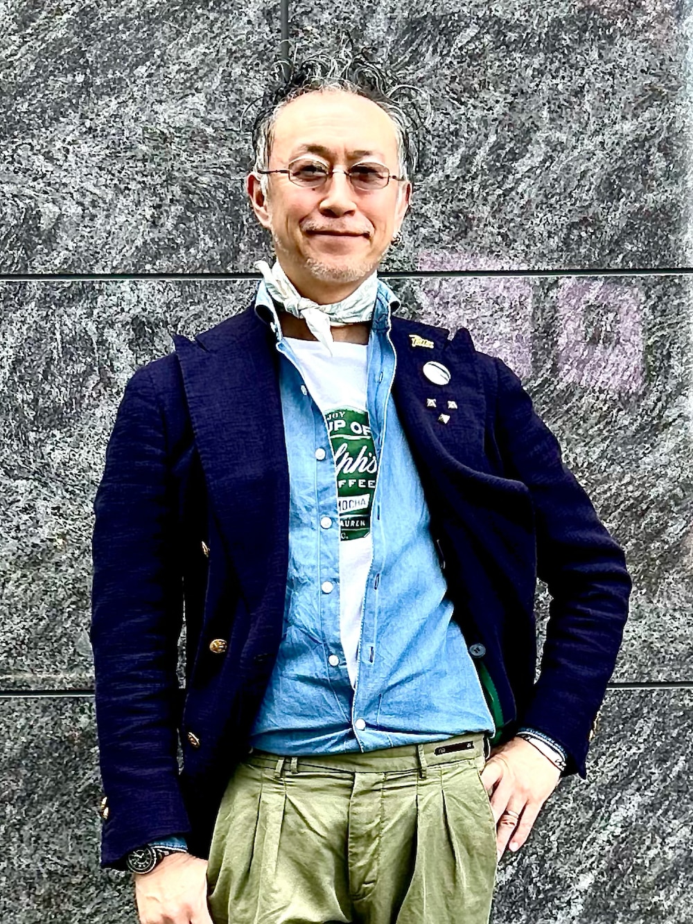 「オトナカジュアル、ミリタリー、プリントT」｜「POLO RALPH LAURENのアイテム（Tシャツ/カットソー、ホワイト系）」を使った、pipimarさん（メンズ・170cm）の夏コーディネートの1枚目の写真