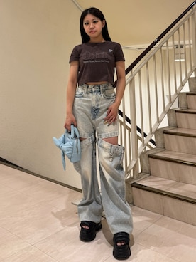 「迷彩パンツ」｜荒尾杏菜さん（レディース・148cm）の夏コーディネート