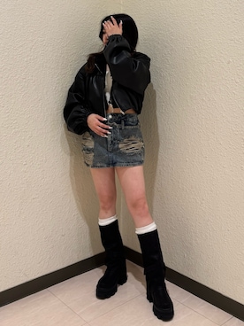 「EMODA」｜「アイテム（ジャケット/アウター）」を使った、荒尾杏菜さん（レディース・148cm）の冬コーディネート